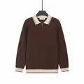 Polo in maglia a maniche lunghe da uomo con mezza zip in elegante marrone caffè - Taglia M / Top / Caffè
