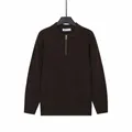 Elegante maglione da uomo in maglia a coste con mezza zip color caffè scuro tinta unita - Taglia M / Top / Caffè