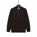 Elegante maglione da uomo in maglia a coste con mezza zip color caffè scuro tinta unita - Taglia M / Top / Caffè