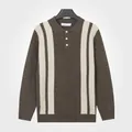Men's coffee-colored striped polo neck sweater in a warm long-sleeved knit design - M / Tops / Coffee