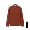 Pull-over élégant à col rond en maille côtelée pour homme couleur caramel chaud hiver - M / Hauts / Couleur caramel