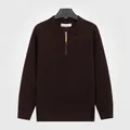 Suéter de punto polo premium para hombre con media cremallera en color rojo vino - M / Tops / Burdeos