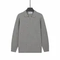 Maglione a polo premium da uomo in maglia a coste grigio chiaro con mezza zip e maniche lunghe - Taglia M / Top / Grigio chiaro