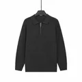 Maglione da uomo in maglia a coste grigio scuro con colletto a polo e mezza cerniera - Taglia M / Top / Grigio scuro