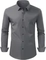 Camisa de manga larga para hombre en tejido elástico gris con acabado sin planchado - 38/XXXS / Tops / Gris