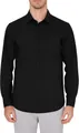 Camisa elástica de manga larga negra para hombre con bolsillo en el pecho, estilo casual - 38 / Tops / Negro