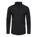 Chemise habillée noire pour hommes à manches longues et extensibles dans les quatre sens - 38/XXXS / Haut (Boutons Noirs) / Noir