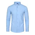 Chemise homme bleu clair manches longues stretch infroissable coupe ajustée - 38/XXXS / Top (Boutons Assortis) / Bleu clair