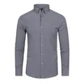 Chemise homme à manches longues extensible 4-way, couleur gris uni professionnel - 38/XXXS / Top (Boutons Assortis) / Gris