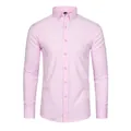 Chemise rose ajustée pour hommes à manches longues en tissu extensible dans quatre directions - 38/XXXS / Hauts / Rose