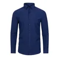 Chemise habillée bleu marine pour homme en tissu extensible 4 sens à manches longues - 38/XXXS / Hauts / Bleu marine