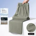 Pantaloni casual da uomo a gamba dritta in misto lyocell e lino verde salvia - M (45-57.5kg) / Pantaloni e gonne / Verde Artemisia