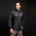 Camicia di lusso nera a maniche lunghe da uomo con bottoni a diamante e raso - XXL (87.5-92.5kg) / Parte Superiore (2182) / Nero