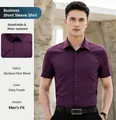 Men's dark purple bamboo fiber short sleeve business shirt with breathable fabric - 38 / Tops / Deep purple