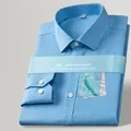 Chemise business haut de gamme en coton bleu clair sans repassage pour hommes - 38 / Haut (DP-01) / Pied-de-Poule Vert