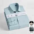 Premium men's light blue long-sleeved shirt made of mulberry silk and modal fabric - 38 / Tops / Green