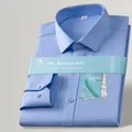 Chemise de bureau haut de gamme bleu clair à manches longues en 100% coton sans repassage - 38 / Haut (DP-01) / Bleu