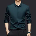 Men's premium dark teal high-stretch long sleeve business casual silky non-iron shirt - Large sizes up to 5XL available, contact customer service for link / Tops / Aqua
