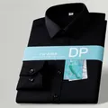 Chemise noire à manches longues en coton sans repassage pour hommes style d'affaires - 38 / Haut (DP-01) / Noir