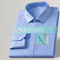 Chemise homme à manches longues non fer à repasser 100 % coton à carreaux bleus chic - 38 / Haut (DP-01) / Pied-de-poule Bleu