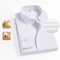 Premium white linen and long-staple cotton long sleeve casual business shirt for men - 38 / Tops / White