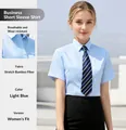 Light blue short-sleeved business shirt made of stretch bamboo fiber for women - 38 / Tops / Light Blue