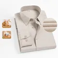 Men's khaki linen long-sleeve shirt with natural cotton blend texture detail - 38 / Tops / Khaki