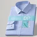Chemise business premium pour hommes en coton sans repassage à rayures bleu clair - 38 / Haut (DP-01) / Fines rayures bleues