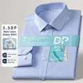 Premium Herren bügelfreies Baumwollhemd gestreift in Hellblau Langarm-Businesshemd - 38 / Oberteil (DP-01) / Feine blaue Streifen