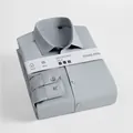 Premium light grey mulberry silk and modal long sleeve shirt for men in folded view - 38 / Tops / Gray