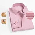 Chemise à manches longues pour hommes en mélange de lin et coton rose pâle élégant - Rose Poudré
