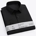 Camicia da uomo nera a maniche lunghe in misto seta di gelso e modal per affari e tempo libero - 38 / Top / Nero