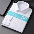 Chemise de ville à manches longues 100% coton sans repassage pour hommes blanc - 38 / Haut (DP-02-Avec Poche) / Blanc