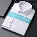Bügelfreies Herren-Langarm-Business-Hemd aus 100 % Baumwolle in Weiß - 38 / Oberteil (DP-02-Mit Tasche) / Weiß