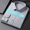 Chemise business grise à manches longues pour hommes 100% coton sans repassage avec poche - 38 / Haut (DP-02-Avec Poche) / Gris