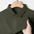 Men's dark green ice silk polo shirt featuring high elasticity and breathable seamless fabric - 5XL / Tops / Dark Green