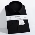 Men's premium black short-sleeve shirt crafted from mulberry silk and modal blend fabric - 38 / Tops / Black