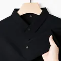Men's premium black ice silk polo shirt featuring seamless design and 4-way stretch fabric - Black