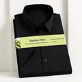 Camisa profesional de manga corta negra para hombre en fibra de bambú transpirable y suave - 38 / Tops / Negro