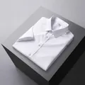 Camisa de hombre premium 100% algodón sin plancha de manga corta en blanco perla - 38 / Tops / Blanco perla