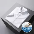 Premium men's 100% cotton non-iron short sleeve shirt in a sleek pearl white finish - 38 / Tops / Pearl White
