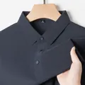 Men's cooling ice silk polo shirt in dark grey featuring 4-way stretch fabric detail - Dark Gray