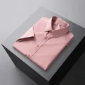 Camisa rosa de manga corta para hombre en 100% algodón sin plancha estilo negocios - 38 / Tops / Rosa Palo
