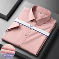 Camicia business da uomo a maniche corte in cotone non stirabile rosa senza tasca - 38 / Top / Rosa fagiolo