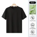 T-shirt nera a maniche corte in Tencel Lyocell da uomo con tecnologia rinfrescante - 3XL / Top / Nero (SS31-6)