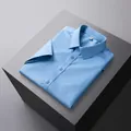 Camisa premium para hombre 100% algodón sin plancha manga corta business casual azul lago - 38 / Tops / Azul lago