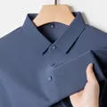 Men's summer ice silk polo shirt in cool blue with breathable four-way stretch fabric - Grey Blue