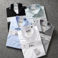 Short sleeve mulberry silk and modal blend dress shirts for men available in five colors - 38 / Tops / DX2506-Gray