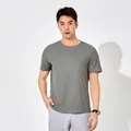 Men's quick-dry ice silk t-shirt in gray-green, breathable summer short sleeve top. - M / Tops / Army Green
