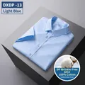 High-end men's short-sleeved light blue shirt made from 100% non-ironing premium cotton - 38 / Tops / Light Blue
